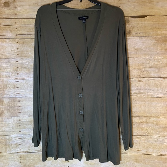 Lane Bryant V-Neck Button-Front Cardigan Rayon Grape Leaf NWT Size 18/20 - Picture 2 of 9